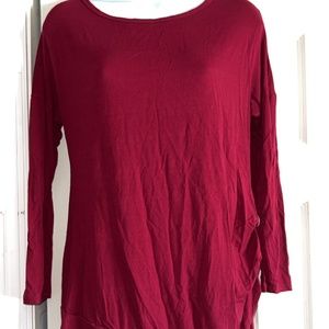 WOMENS MAROON 3/4 SLEEVE BLOUSE